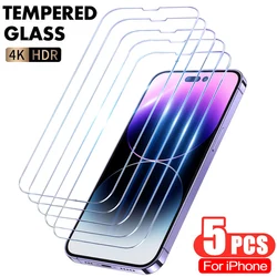 5 sztuk szkła hartowanego do iPhone'a 15 14 13 12 11 Pro Max Screen Protector do iPhone'a 12Mini 13Mini 7 8 SE X XS XR 14 15Pro Glass