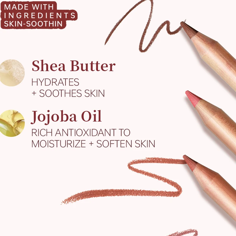 Matte Lip Liner Set - Hoog pigment, langdurige en gladde toepassing, romige textuur voor alle huidtypes - 6 stuks