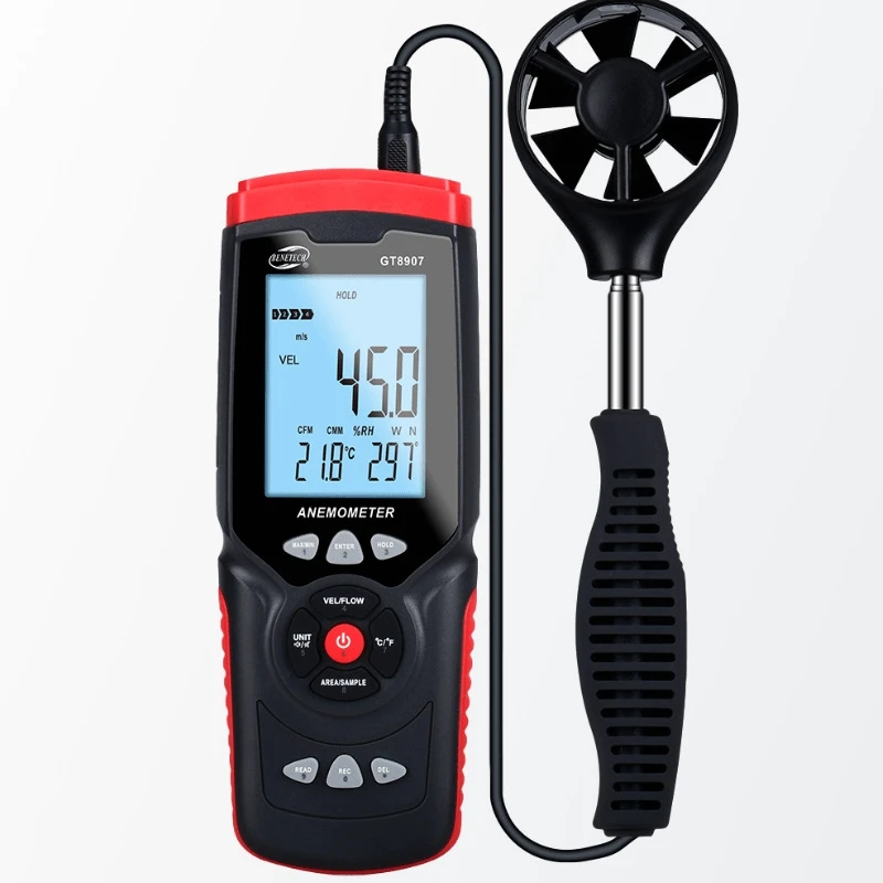 BENETECH Digital Anemometer Current Wind Speed Meter Hygrometer Thermometer Air Volume Wind Flow Direction Angle Data Monitor