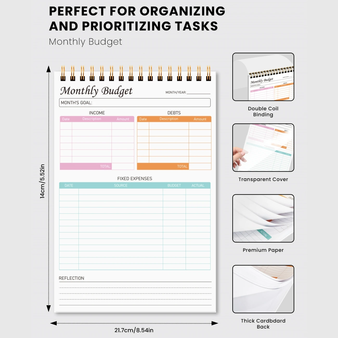 Budget Planner Notebook, Undated Monthly Financial Planner Effective Management Of Funds Effectively Manage Your Funds 52 Sheets