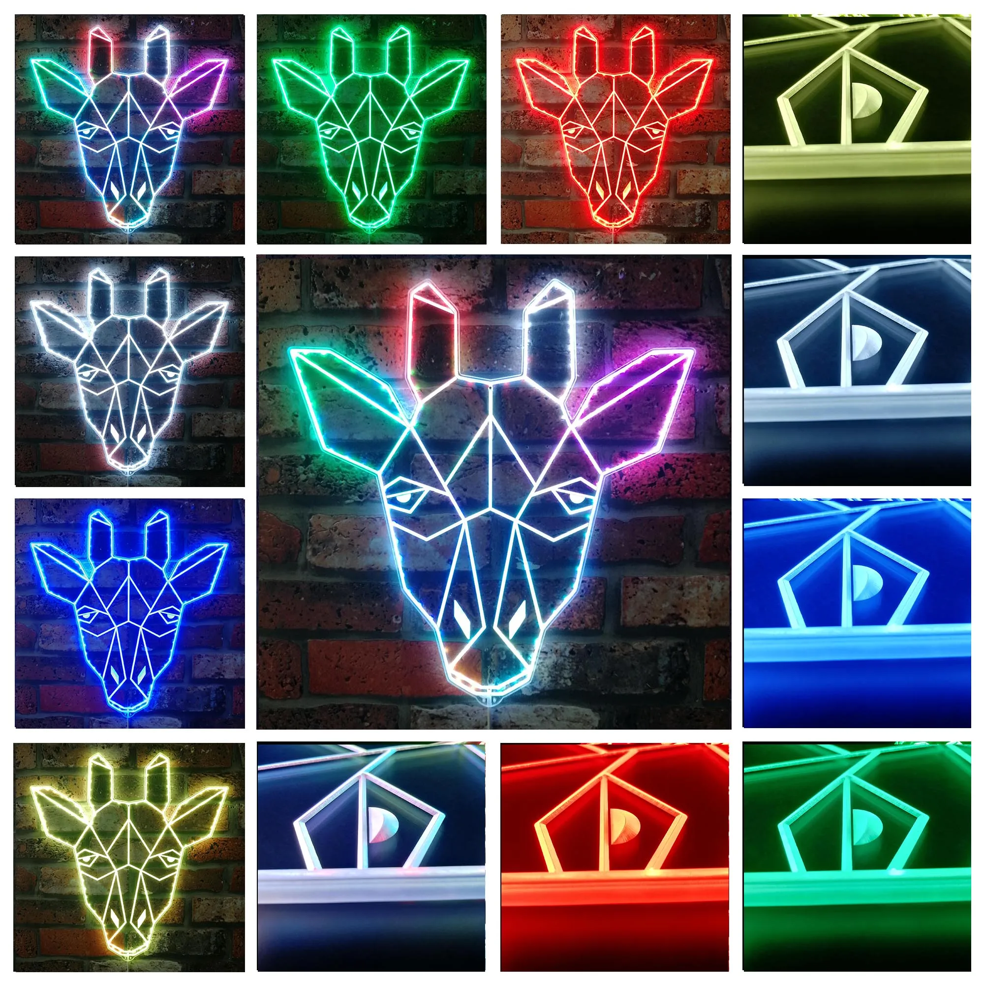 Giraffe Head Geometric RGB Dynamic Glam LED Sign st06-fnd-i0289