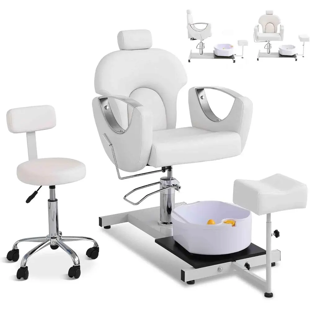 كرسي باديكير بدون سباكة مع تدليك القدم والمنتجعات الصحية والبراز، محطة باديكير قابلة للتعديل للرفع الهيدروليكي، 360 درجة °   مسمار دوار