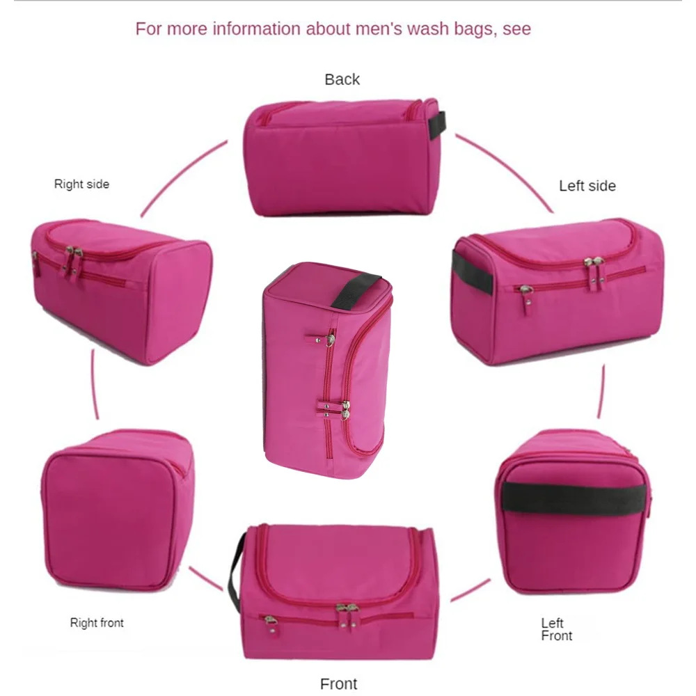 Makeup Bag High Capacity Clothing Storage Bag Women Business Travel Cosmetic Bag Hanging Wash Pouch Blue Lettern Pattern
