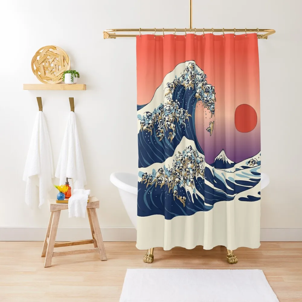 

The Great Wave of Pug Shower Curtain For Bathroom Shower Shower Set For Bathroom Anime Curtain