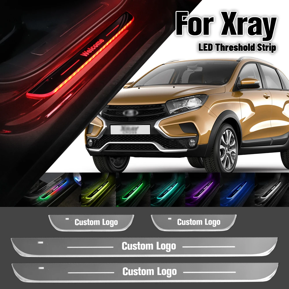 

For Lada Xray 2015-2023 Car Door Sill Light Customized Logo LED 2019 2020 2021 2022 Welcome Threshold Pedal Lamp Accessories