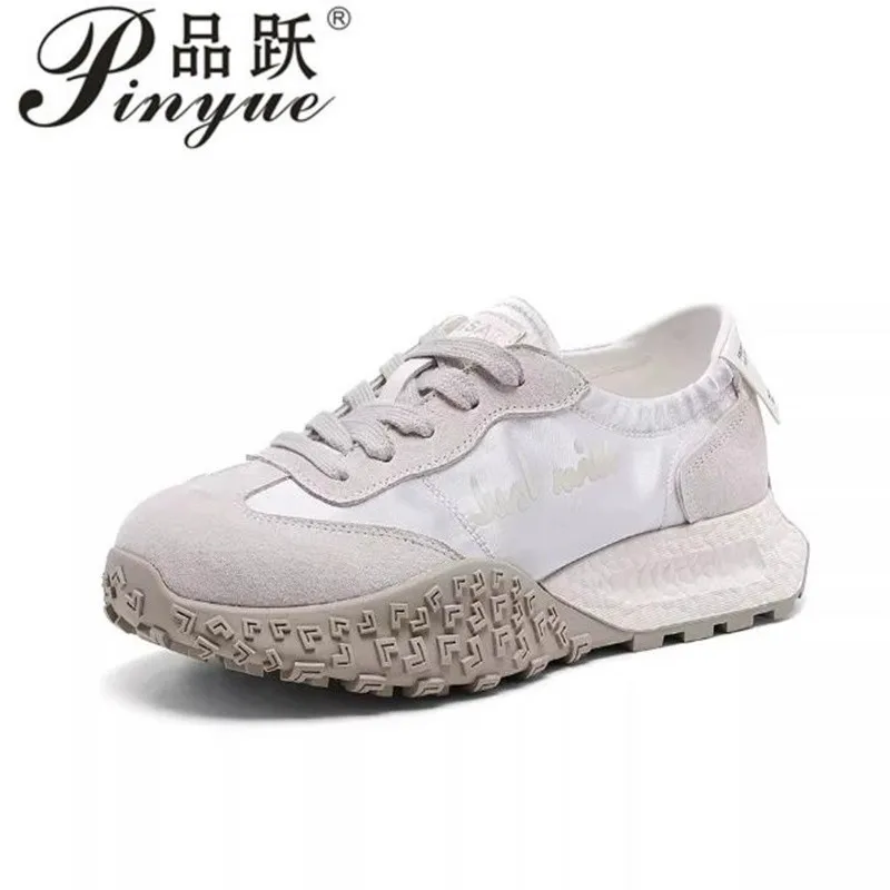 

6cm High Brand Spring Autumn Shoes Genuine Leather Platform Wedge Shoe Chunky Sneaker Casual Comfy Running shoes 34 39