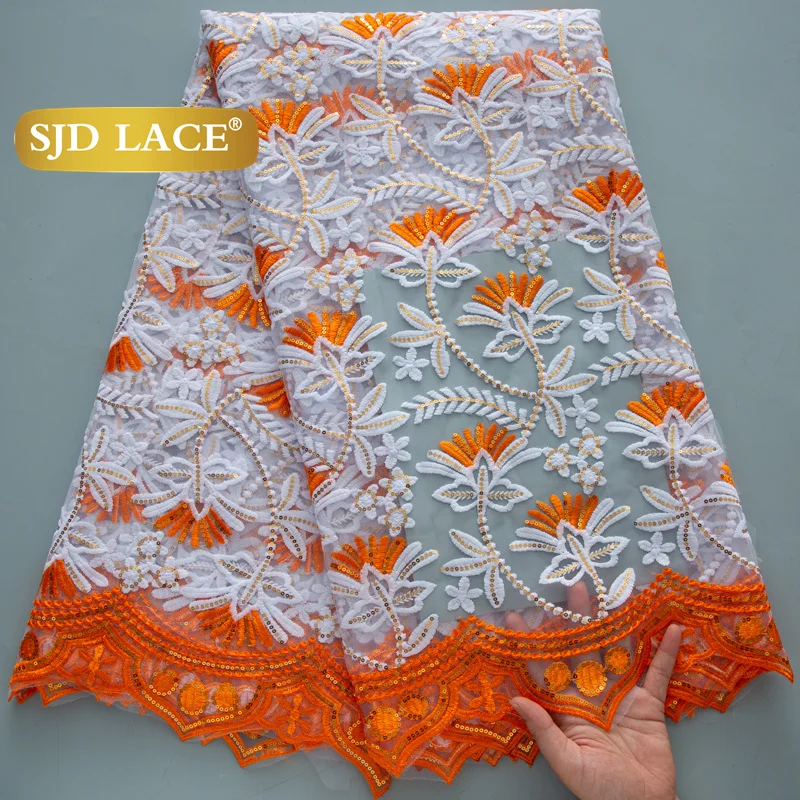 SJD LACE French Nigerian Mesh Lace Fabric 2025 High Quality African Tulle Sequins Net Lace Fabric For Women Party DIY Dress 4534 view 4