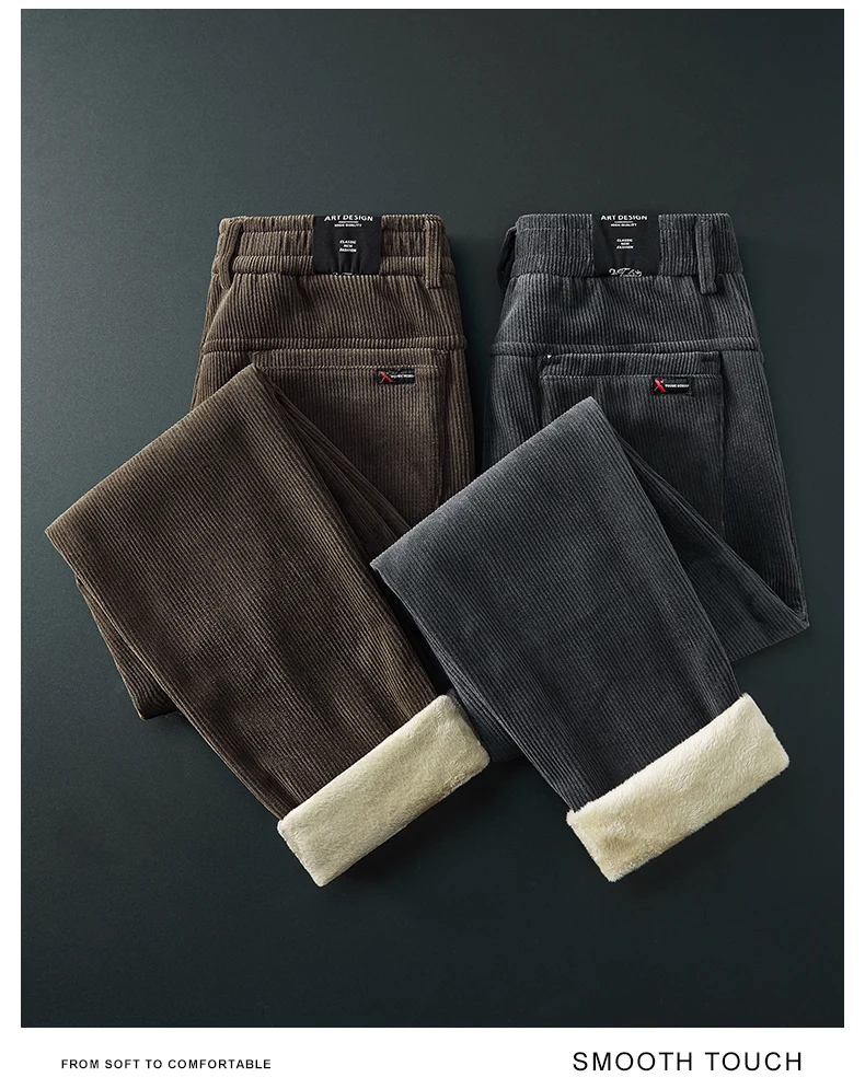 2026 Winter Fleece Warme Cordhose für Herren – Lässige Outdoor- und Business-Hose mit dickem Flock-Plüsch in Schwarz, Grau, Braun – Detail 7