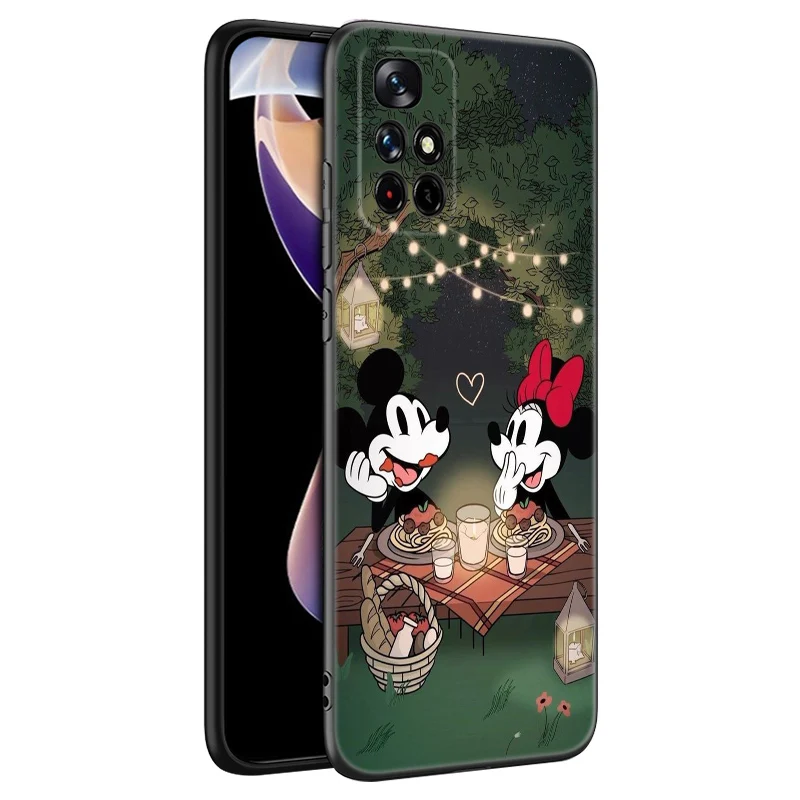 M-Mickey Mouse Black Silicone Phone Case For Xiaomi Redmi Note 10 11 11S 12 12R 13 13R Pro 12S 4G 11T 5G Plus 10S