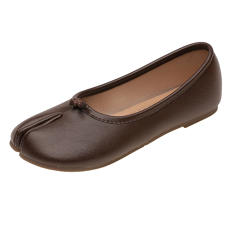 2025 New Flat Boat Shoes French Retro Hoof-Toe Split-Toe Granny Flats Women's Autumn Shoes Loafers