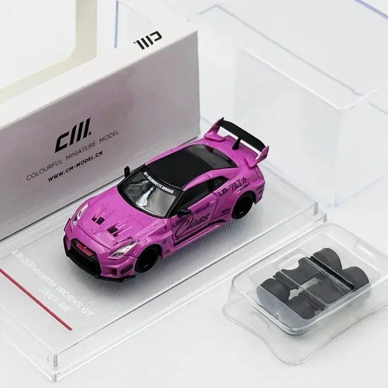 

CM In Stock 1:64 LBWK R35 GT35 RR Super Silhouette Class Pink Replaceable Wheels Diecast Car Model Toys