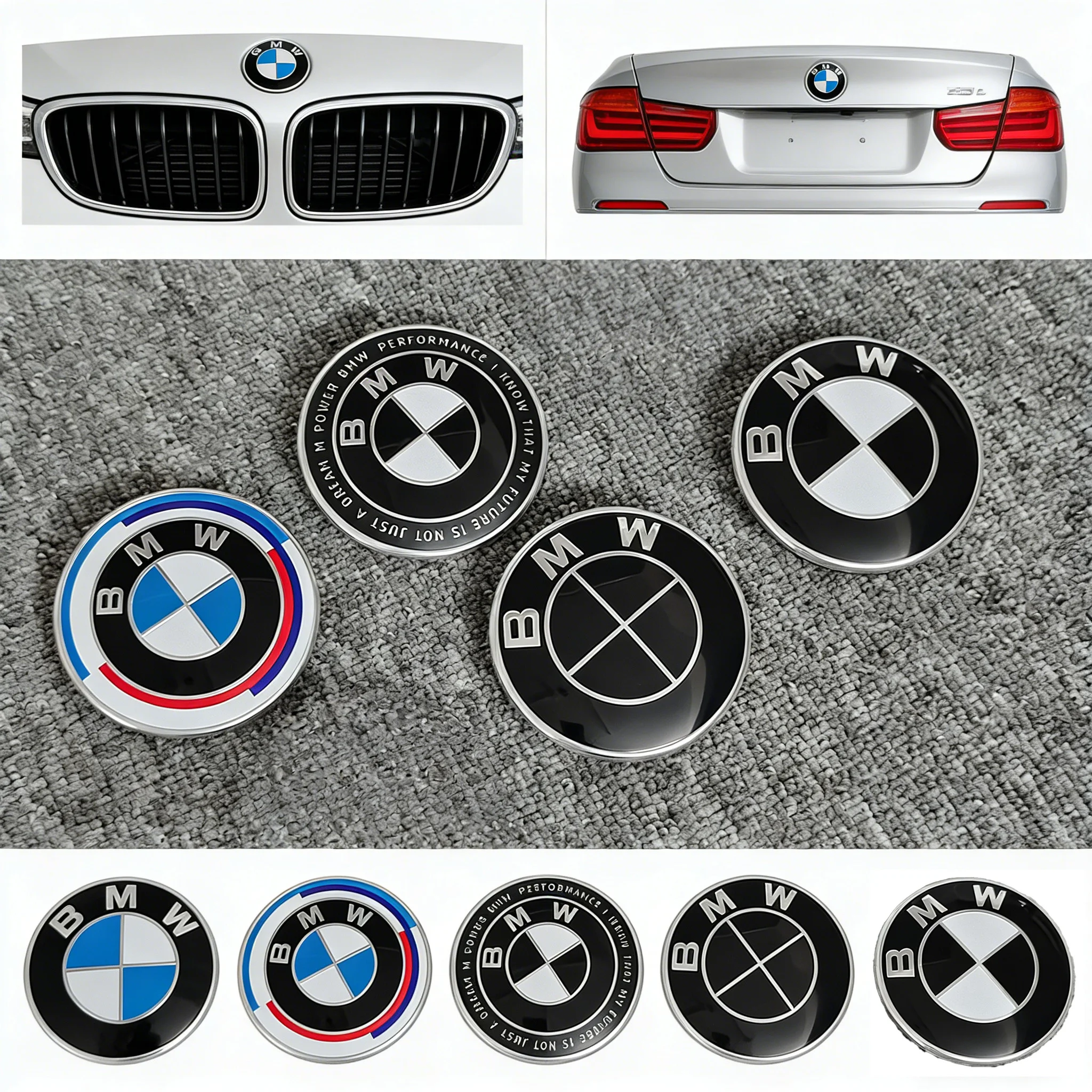 82MM 74MM Untuk Emblem Kap Mesin Depan BMW, Logo Bagasi Belakang, E46 E90 F30 F10 F20 G20 E87 E60 E63 F01 F02 G14 E83 Aksesoris Mobil