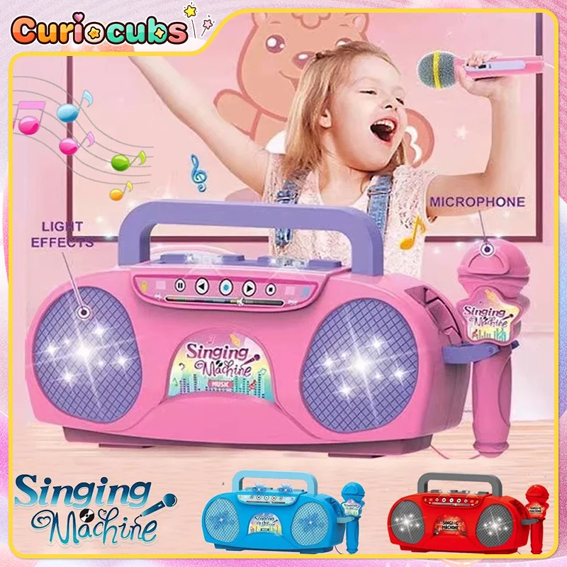 Maszyna do karaoke dla dzieci z mikrofonem Przenośny instrument muzyczny z lekką zabawką edukacyjną dla dziewczynki i chłopca na przyjęcie urodzinowe
