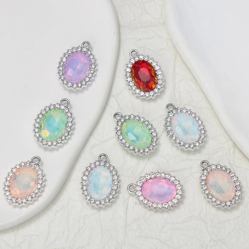 

Flower plate Oval inlaid gem pendant accessories handmade DIY accessories earring bracelet accessories accessories