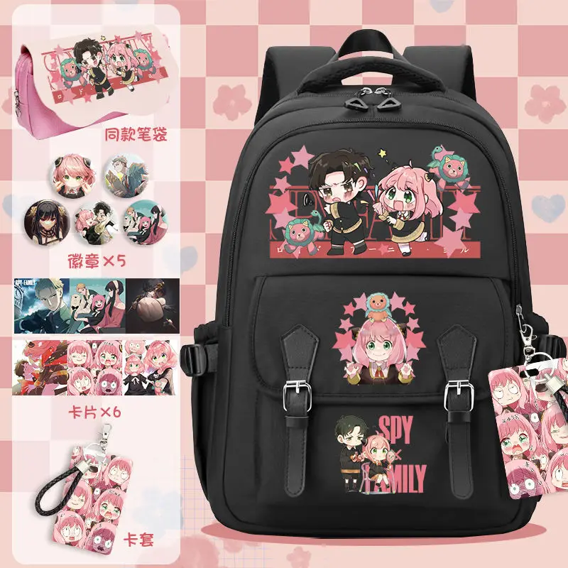 

SPY×FAMILY Anya Forger Schoolbag Large Capacity Student Spine Protection Backpack Grades 1-6 Gifts with Pencil Bag Badge Card