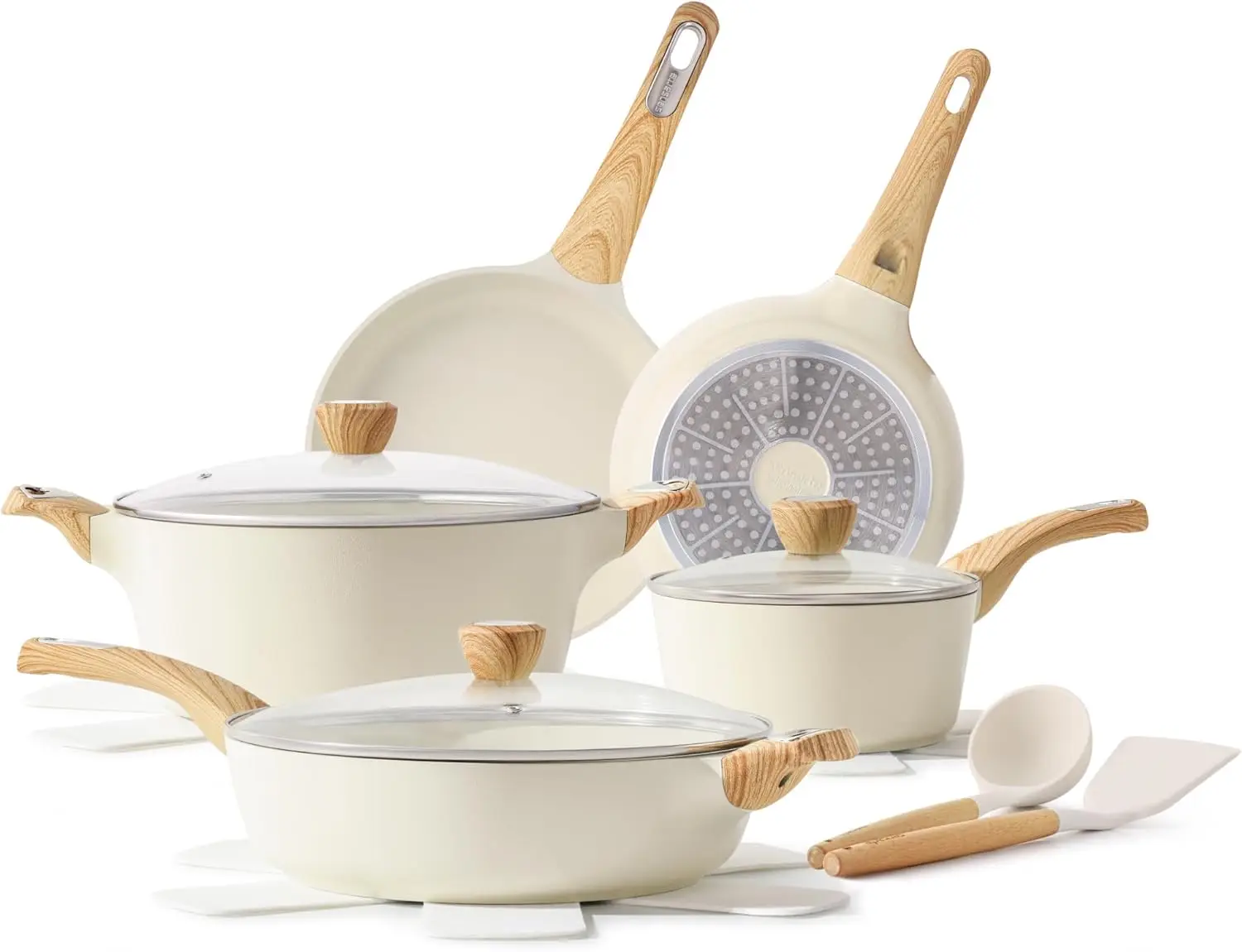 

SENSARTE Ceramic Pots and Pans Set Nonstick, Kitchen Cookware Sets, 14-Piece Induction Cookware, 100% Non-toxic Healthy Non