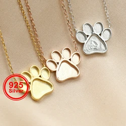 13MM Round Keepsake Dog Paw Bezel Settings for Resin Solid 925 Sterling Silver DIY Pendant with Necklace Chain 1431124