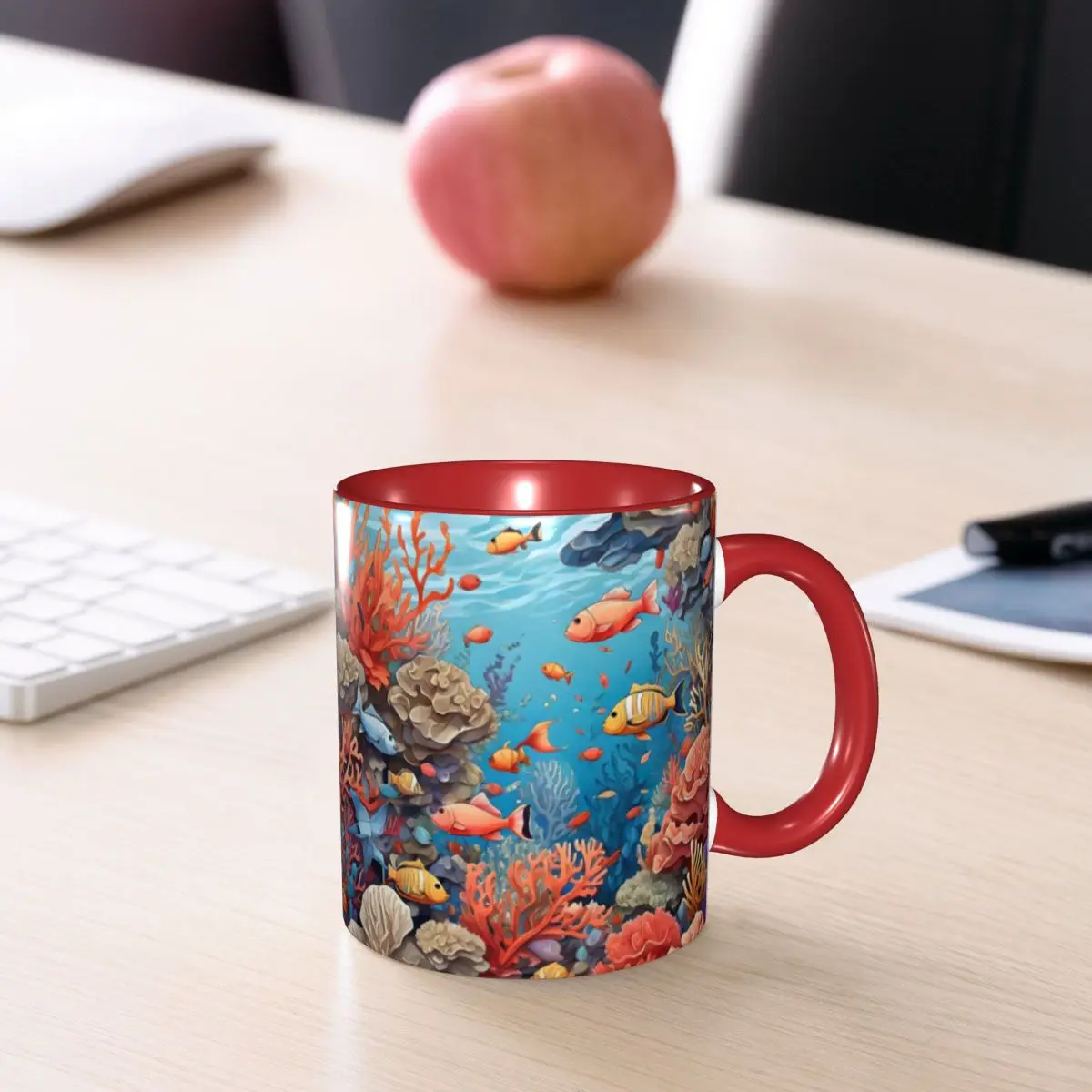 Coral Reef And Fishes Seamless Pattern Mug Funny Ceramic Coffee Cups Tea Mugs Milk Cup Drinkware Gifts for Friends
