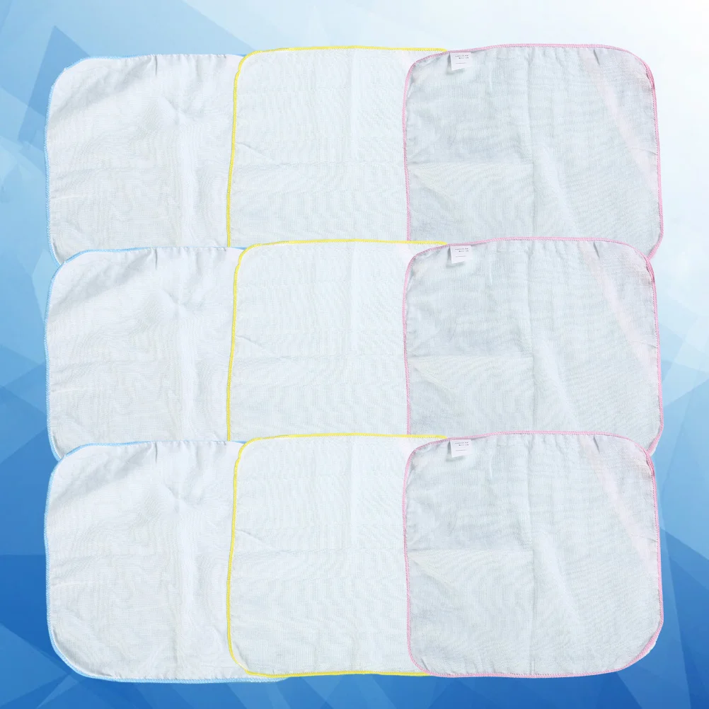 

9Pcs Cotton Baby Burp Towels Drooling Bibs Small Square Kerchief Water Absorption Towels 30x30cm Pink Blue Yellow for New