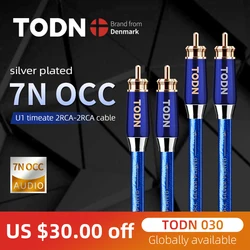 TODN HIFI1 Pair silver plated occ Stereo RCA Cable High-performance Premium Hi-Fi Audio cable 2RCA to 2RCA Interconnect Cable