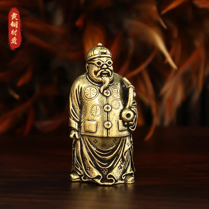 Landlord-, pure brass Buddha statue, retro Chinese-style entryway or office decoration
