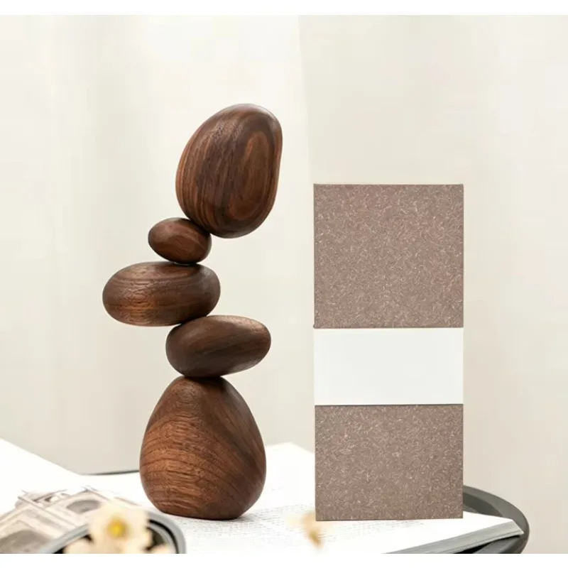 Balance Stone Creative Nordic Style Home Accessories Ornaments Environment-Friendly Rustic Wooden Decor Wooden Home Accessory