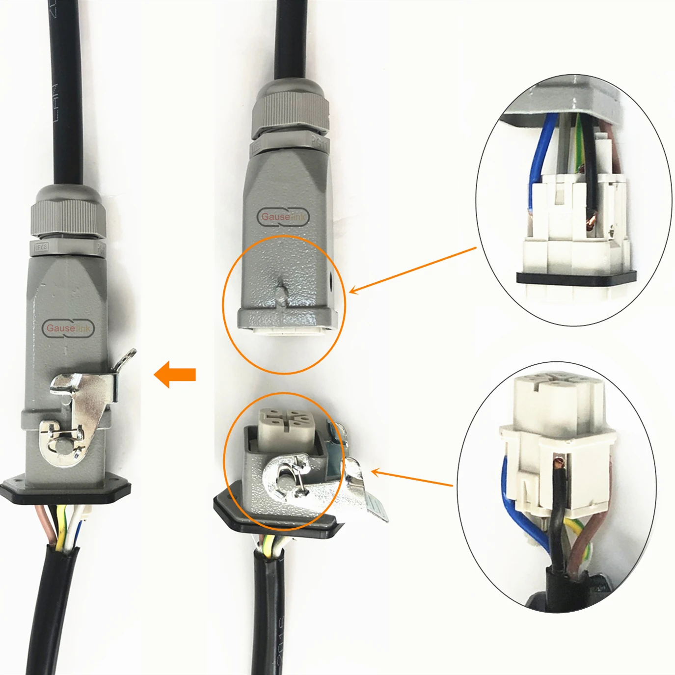الثقيلة موصل الطيران التوصيل المقبس مستطيلة الصناعية HA- سلسلة 4 5 6 8 دبوس مقاوم للماء IP65 ذكر أنثى 10A 16A #4