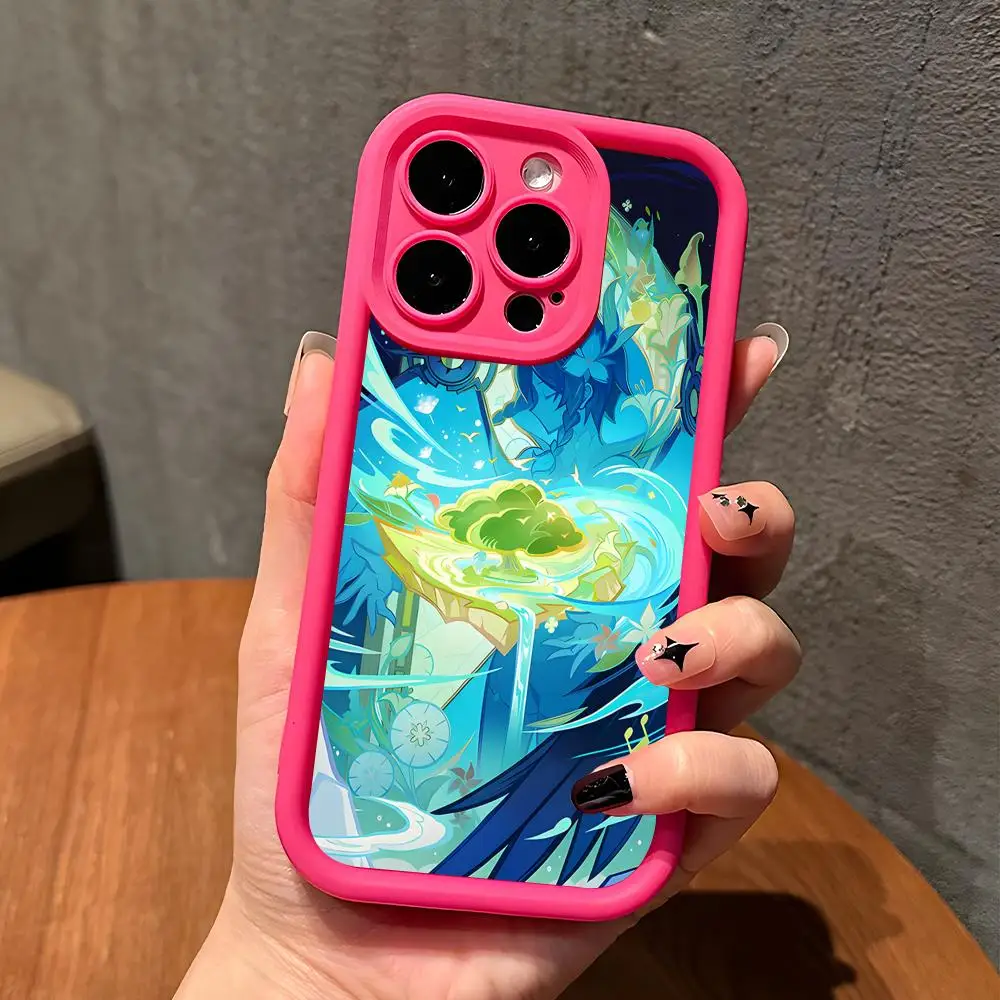 

Game GI Venti Thicken TPU Mobile Phone Case for iPhone 17 16 15 14 13 12 11 Air Pro Max Plus Colorful Cover