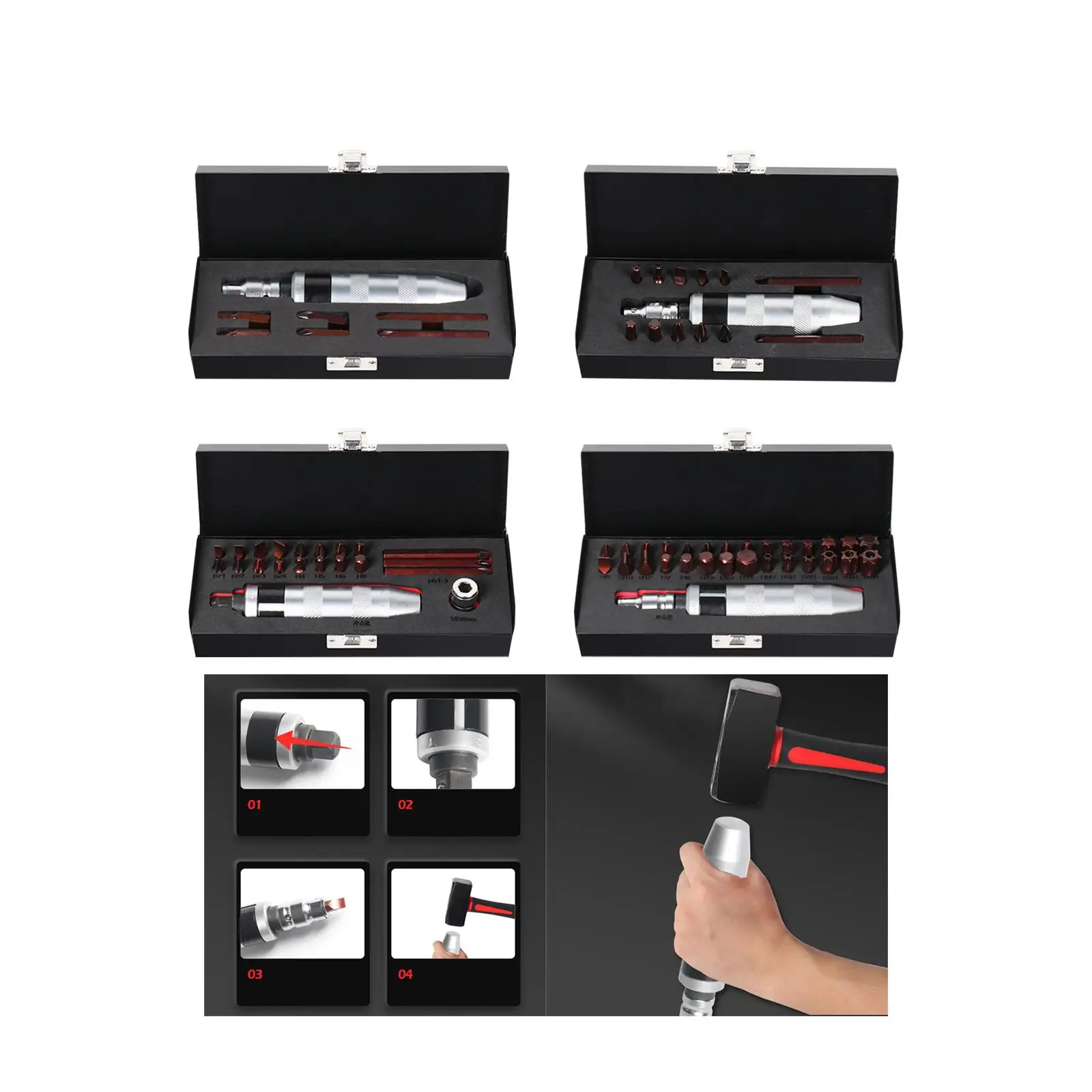 

1/2" Manual Hand Impact Driver Set Impact Screwdriver Sturdy Disengage Frozen Fasteners Or Portable Hand Impact Driver Tool