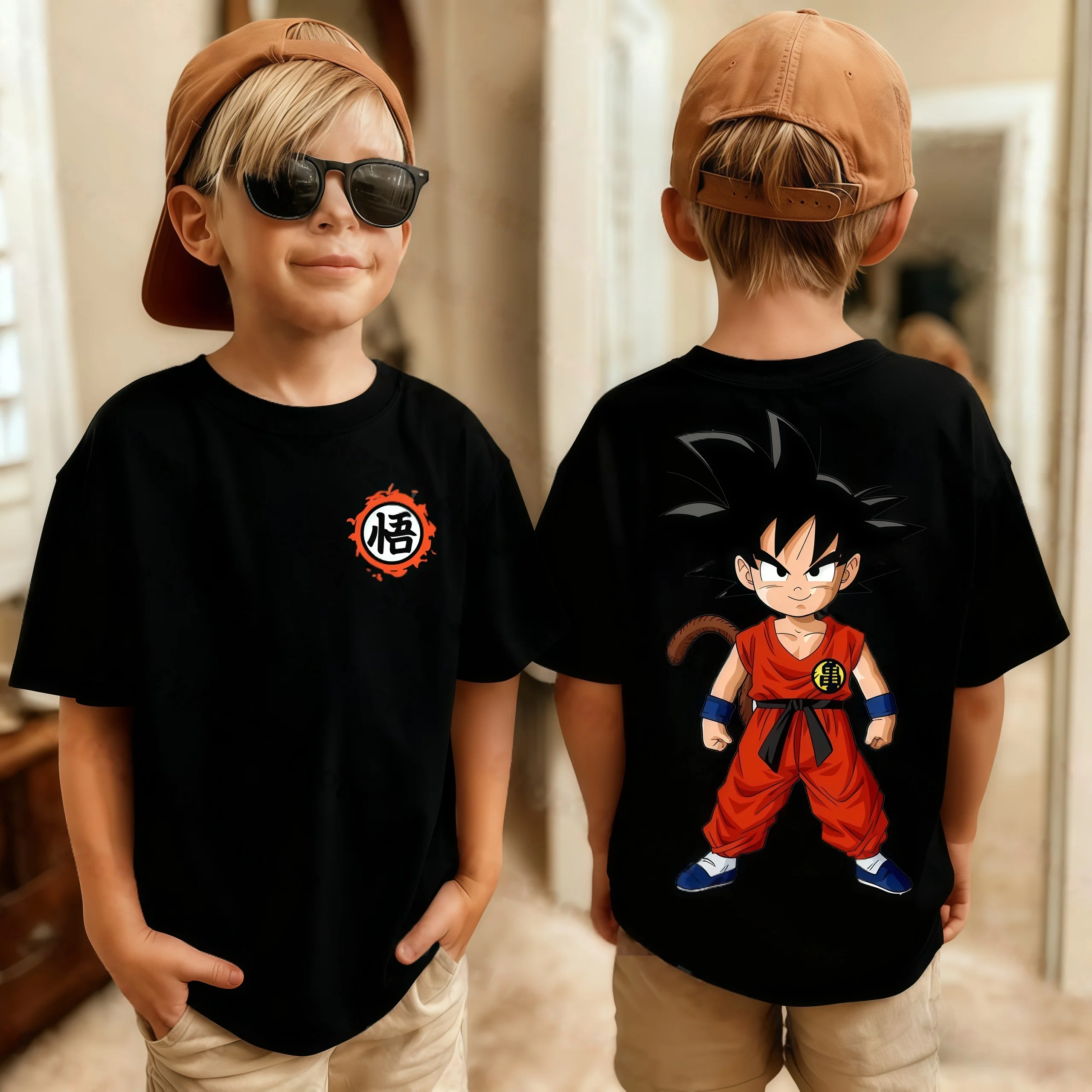 Anime Dragon Ball Kids T-shirt Son Goku Cute Cartoon Print Summer Boys Girls Loose Breathable Short Sleeve Clothing 3-12Y view 3