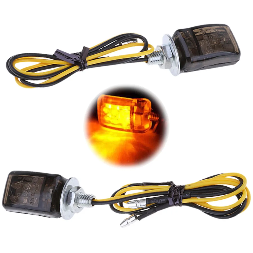 

2Pcs Mini 6LED Motorcycle Turn Signal Light Smoke Lens Amber Blinker Indicator Lamp Super Bright 12V 6mm Motorbike Light