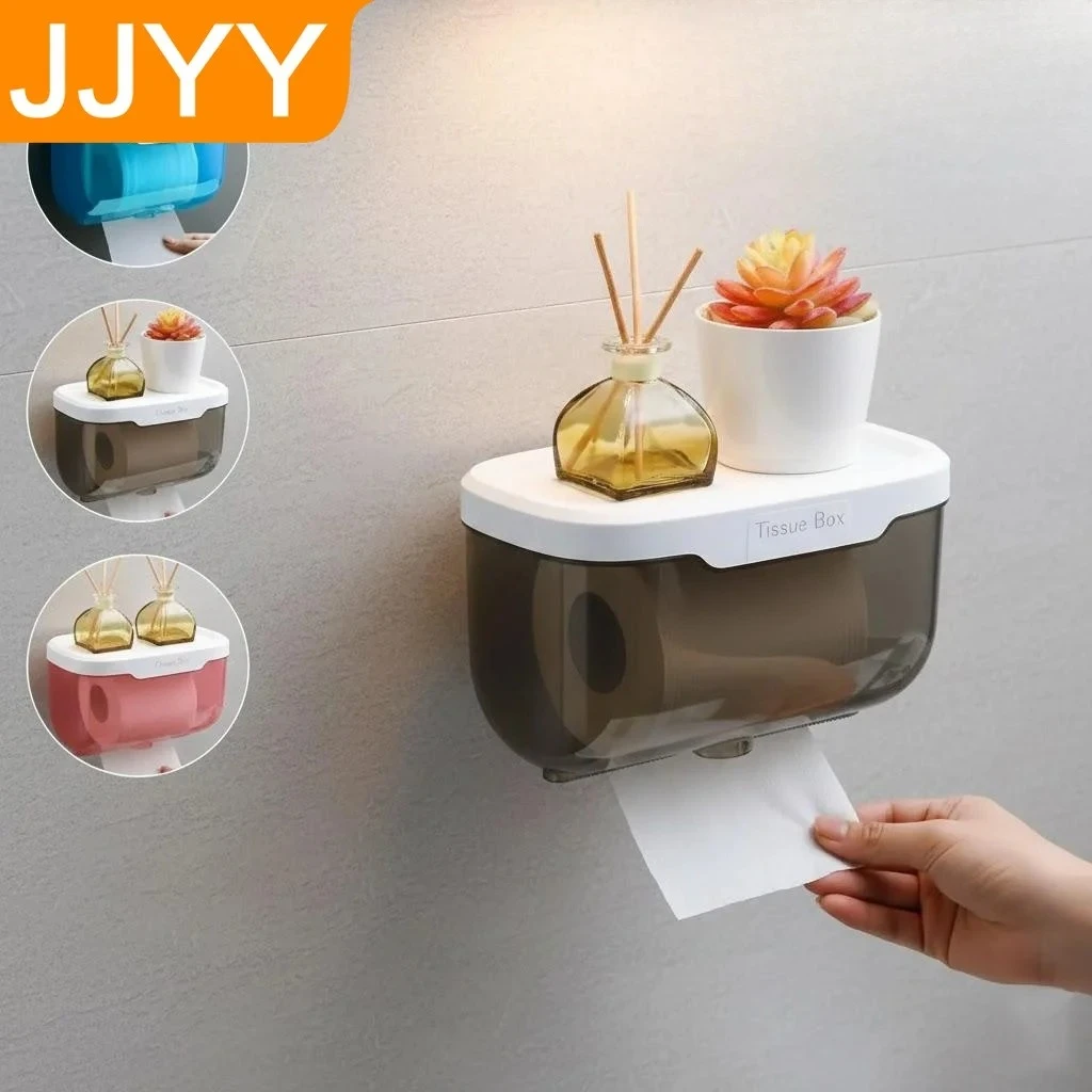 Wasserdichte Wandhalterung Toilettenpapierhalter Regal Rollenpapier Rohr Aufbewahrungsregal Badezimmerzubehör