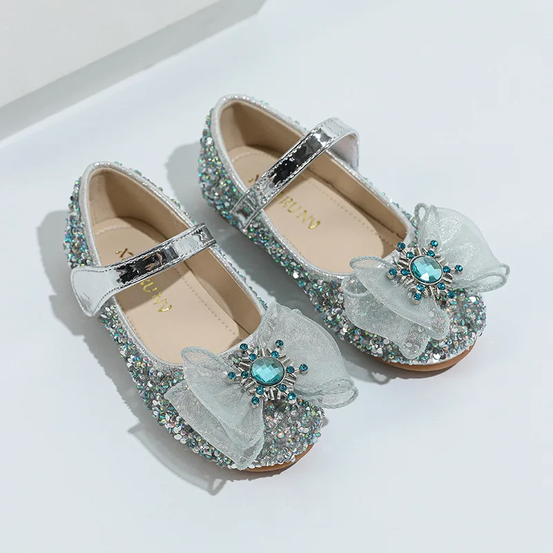 

Spring Autumn Girl Casual Shoes Children Glitter Leather Shoes Fashion Versatile Princess Female Student Performance Dress Shoes