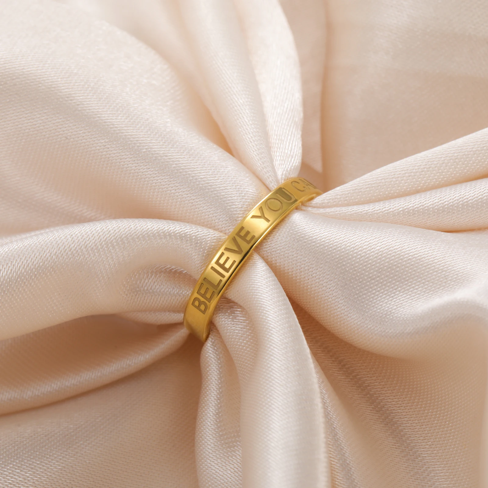 COOLTIME Personalisierter individueller Ring für Frauen, Edelstahl, goldfarben, mit Gravur, Namensringe, Jahrestag, Schmuck, Geschenk, Paar, Mutter – Detail 15