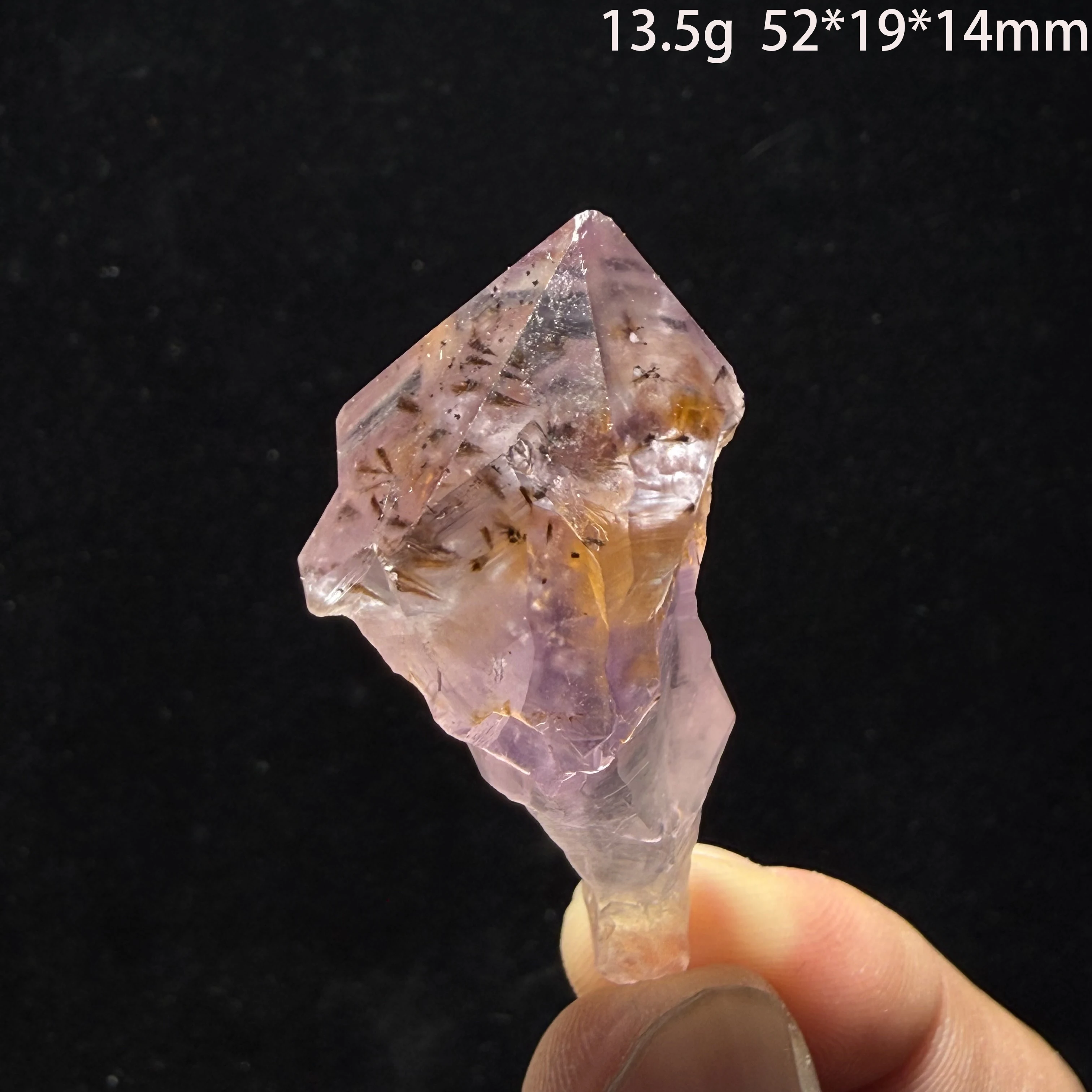 Natural Gold Rutilated Quartz Hair Purple Crystal Amethyst Mineral Specimen healing Stone Home Decor A2-1-5