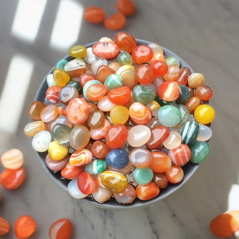 100-500g/Pack Smooth Colorful Tumbled Stone 1-1.6cm Size Polished Pebble Gravel for Indoor Outdoor Gardening Fish Tank Decor ZYF