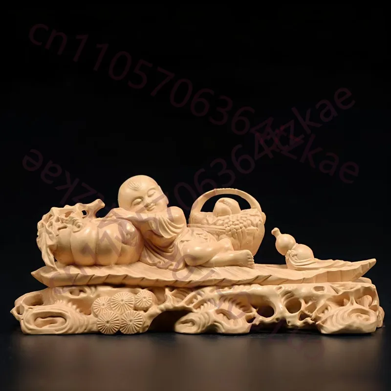 

Статуэтка «Счастливый мальчик» из резного боксуса – 11,5x4,6x5 см, скульптура «Удачливое дитя», подарок для дома в стиле китайского фэн-шуй