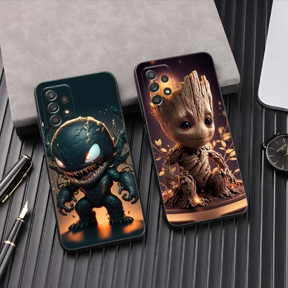 Baby Cute Marvel Venom Groot Cover Galaxy A53 5G Case For Samsung A55 A54 A52 A52S A51 A71 A73 A72 A41 A42 A35 A32 A33 Back Case