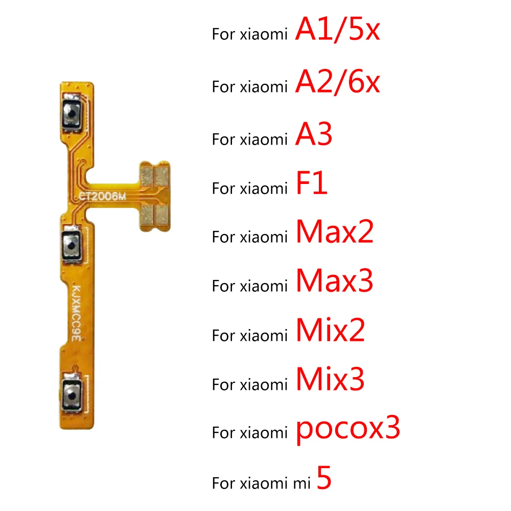 10Pcs For Xiaomi MI 10T Lite Pro 11 Poco X3 Power On/Off Switch Button Side Key Volume Up Down Flex Cable Smartphone Replacement