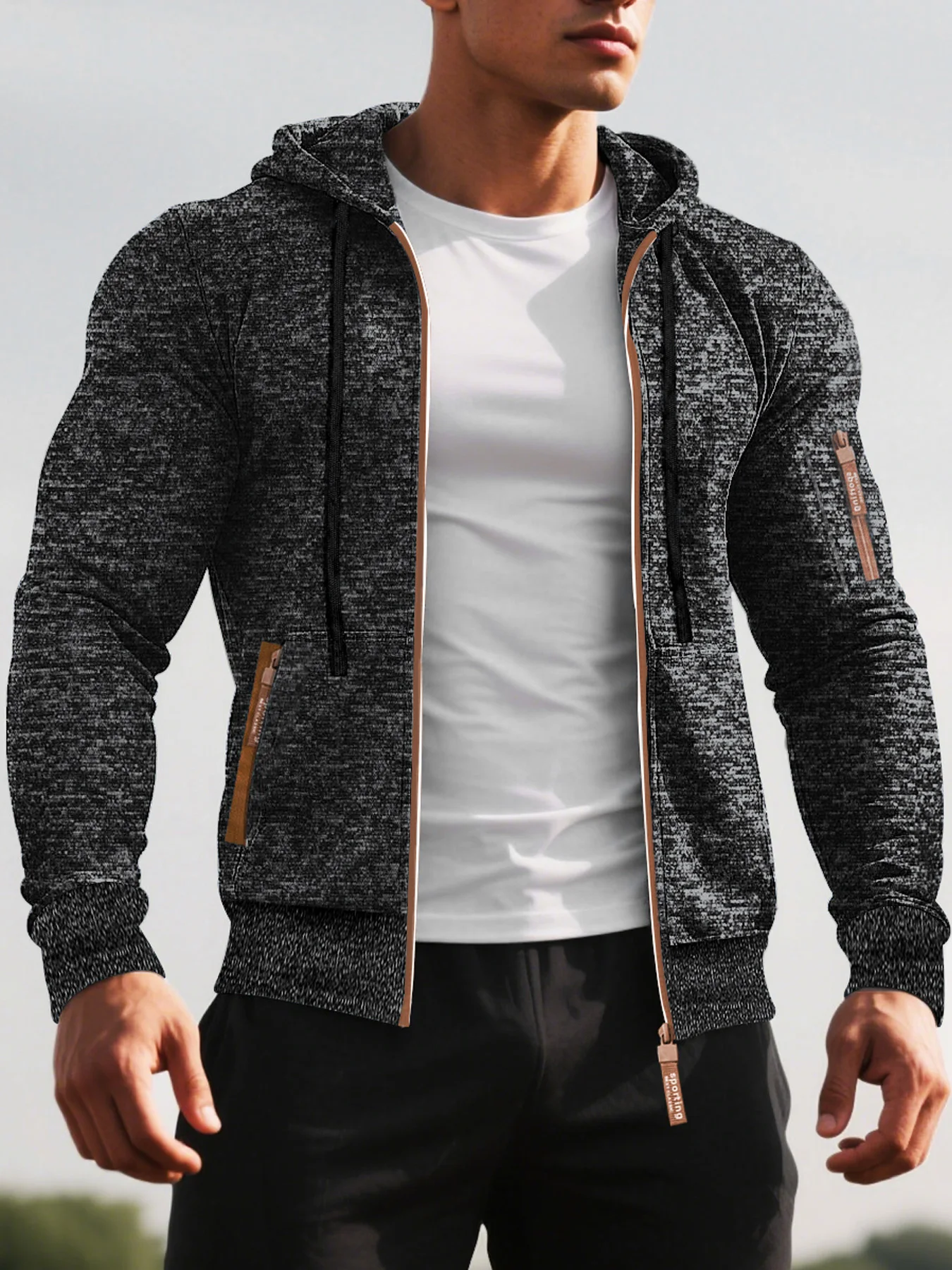 Men's Hoodies Autumn Winter Solid Zip Up Hoodie Men Sweatshirts Cardigans Long Sleeve Hooded Sweatshirt Men Hoody Outerwear