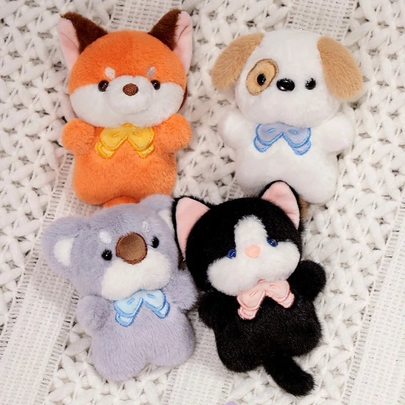 11cm Kawaii Mini Cartoon Animal Series Plush Pendant Soft Fluffy Doggy Kitten Fox Koala Toys Cute Decor For Keys/Bags/Car