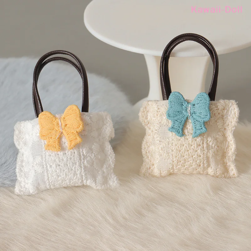 1Pcs 1:12 Mini Dollhouse Handbag Model DIY Scene Accessories Craft Sewing Goods Realistic Bowknot Crossbody Bag Decoration