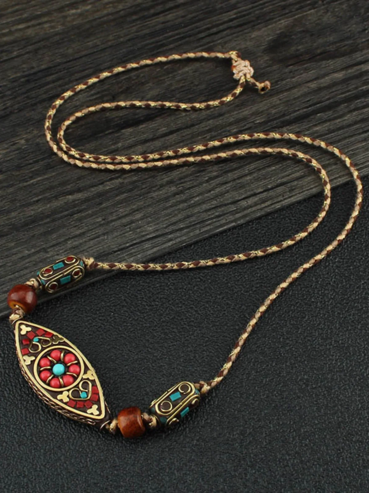 المواطنية الوطنية نمط النيبالية بوذا العين قلادة اليد الملتوية حبل الحد الأدنى القطن والقنب الاكسسوارات قلادة اليدوية Je