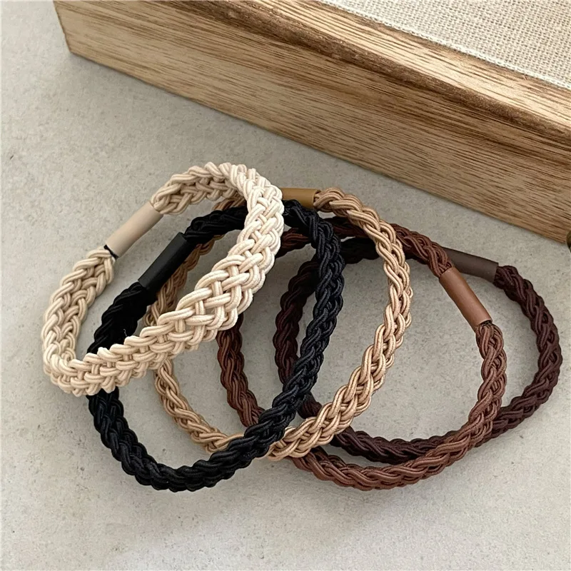 Black and white contrast color twist braid basic rubber band 5 sets of color hair rope ponytail rubber band Korean version new