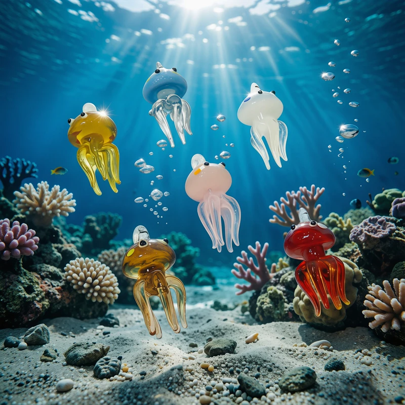 Colorful Mini Jellyfish Glass Pendant Cute Marine Life Charm for DIY Jewelry Making Accessories Aquarium Decor Hanging Ornament