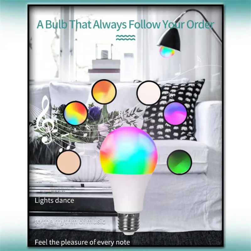 AUBESS Wireless Bluetooth Smart Bulb Tuya APP Control Dimmable 15W E27 RGB+CW+WW LED Color Change Lamp Smart Home Decor