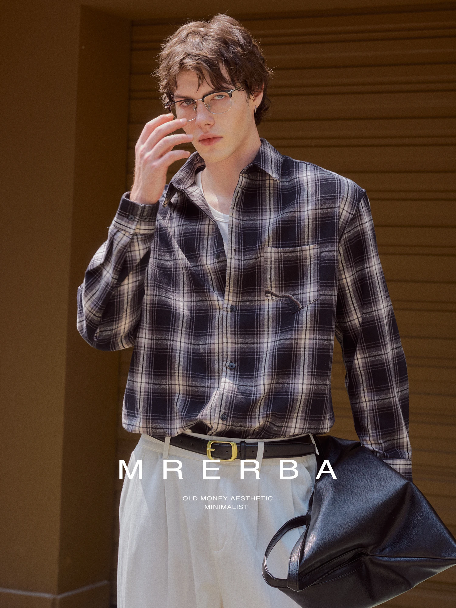 Mr. Twenty-Eight Retro Black White Plaid Pure Cotton Loose Long Sleeve Men's Casual Shoulder-Down Shirt Spring Autumn Coat