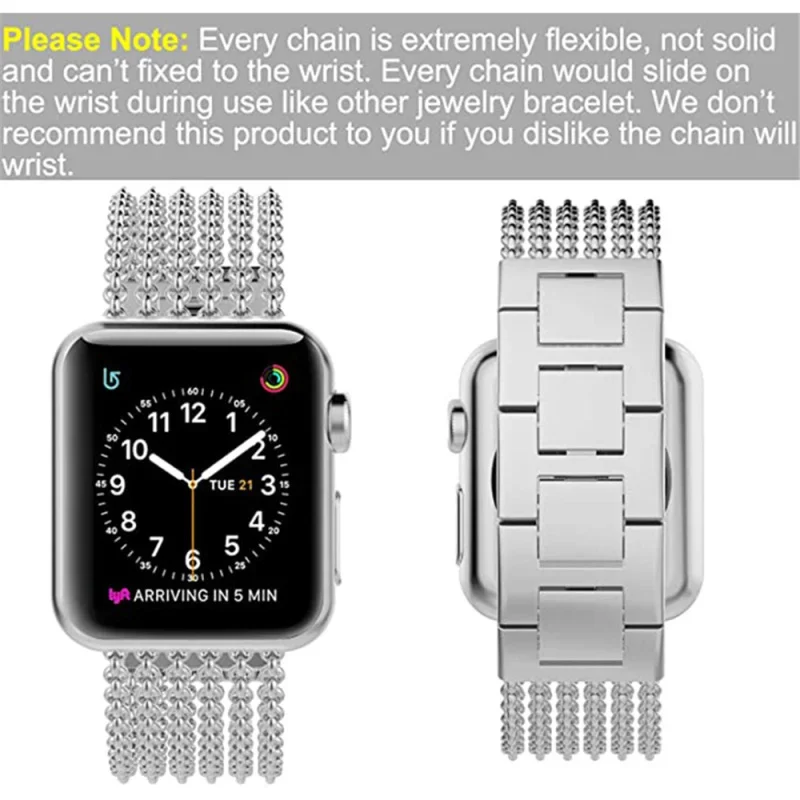 FF-39bd  3pcs Women Stainless Steel Strap for Apple Watch Band 6 5 Metal Chain Bracelet for iWatch SE 4 3 Watchband 38-44mm