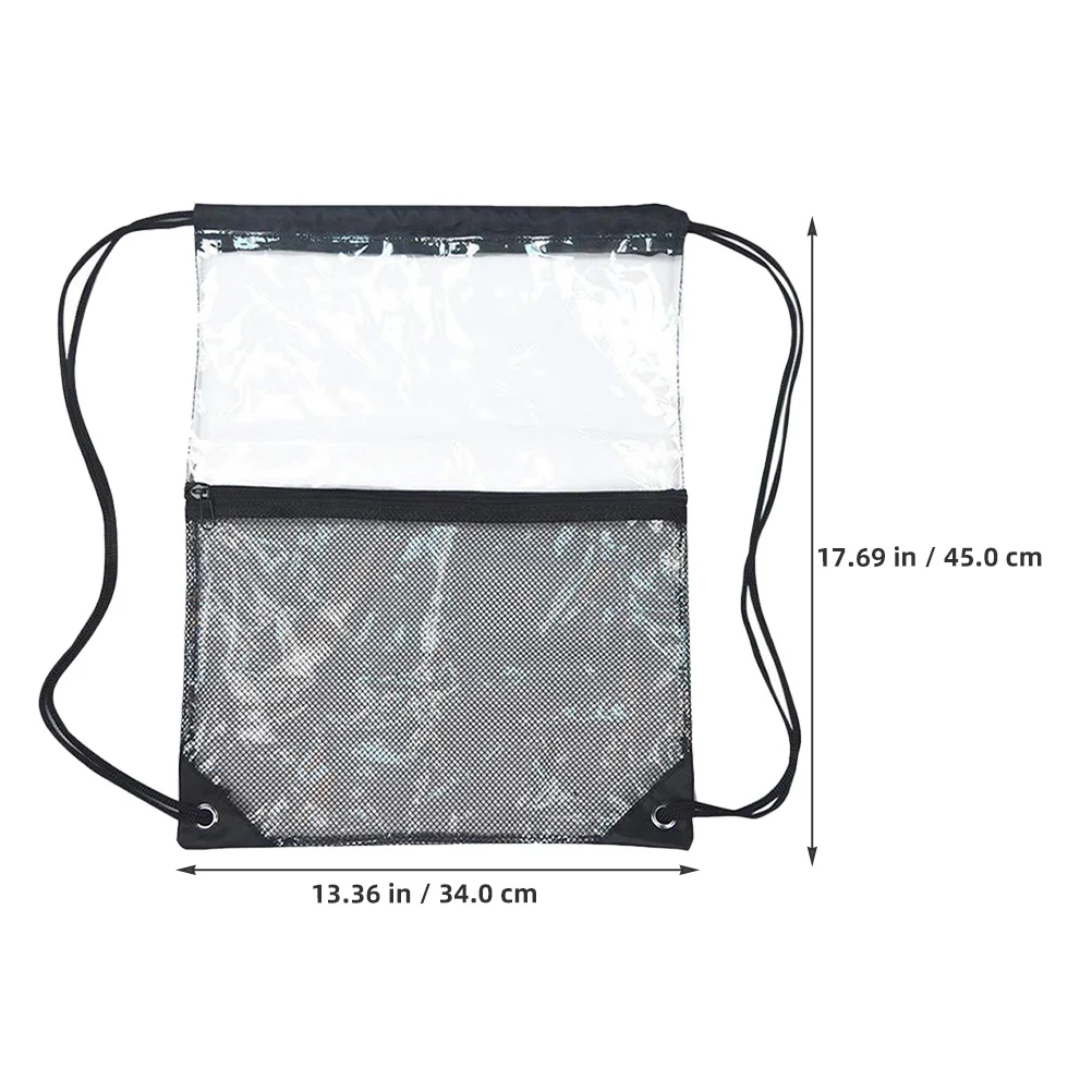 2Pcs Waterproof Drawstring Beach Bag Transparent Travel Pouch Clear Mesh Sports Bag for Gym Swimming Storage Organizer