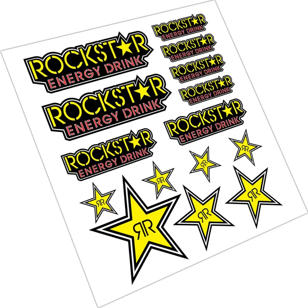 For Rockstar Energy Graphic Vinyl Laminated Adhesive Sticker Decal Set Fits Motocross Motorcycle MOTOGP BIKE ATV MTB BMX MX